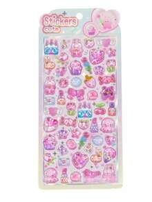 Pegatinas de corazón 3D brillantes con relieve de dibujos animados, pegatinas de aceite agitador para scrapbooking, pegatinas de recompensa para jardín de infantes, decoración de fundas de teléfono, pequeños regalos de cumpleaños, pegatinas de conejo de recompensa linda con relieve de cristal, pegatinas decorativas de espuma 3D para scrapbooking - Multicolor - Ver 5