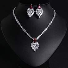 1 Bộ/3 Chiếc Bộ trang sức tua rua hình lá phong cách tối giản Cubic Zirconia + Hoa tai Zirconia nhiều màu + Vòng cổ, Thích hợp cho phụ nữ trong nhiều dịp, Quà tặng Ngày của Mẹ - Bộ trang sức - Xem 13