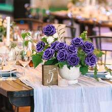 25pcs/50pcs Foam Flower Belt With Branches And Leaves, PE Rose, OPP Bag