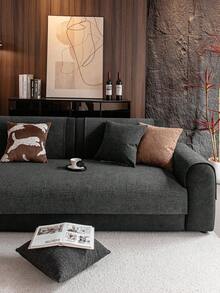 1pc Solid Color Chenille Sofa Cushion Cover, Minimalist Starry Pattern Sofa Slipcover, Anti-Slip Anti-Scratch Sofa Protector, Home Decor For 1/2/3/4 Seater Sofa, All Season - Dark Grey - View 6