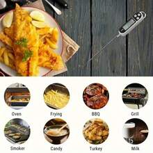 专业数字食品温度计，带不锈钢探针和摄氏度/华氏度显示 - 即时读取肉类温度计，适用于烧烤、烘焙、糖果、牛奶、露营 - 家用厨房卫生温度计（易读液晶显示屏），数字食品温度计 - 彩色 - 查看 10