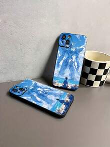 Funda para teléfono con diseño de robot guardián vigilando a un niño. Compatible con teléfonos ,  17,  16 Pro Max,  15 Pro Max,  13 y  12. Fabricada en TPU para una protección eficaz contra golpes y caídas. Un regalo fantástico para familiares, amigos, niños, gamers y fans de la ciencia ficción. - Negro - Ver 7