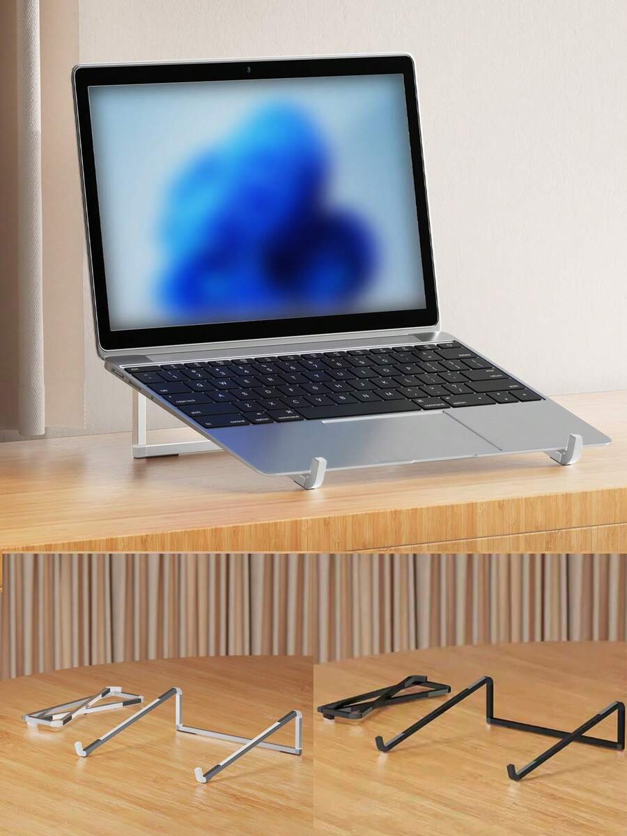 1个铝合金笔记本电脑支架，适用于17英寸以下笔记本电脑，桌面增高架，便携式可折叠散热平板电脑支架 - 彩色 - 查看 1