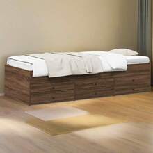 Compact Brown Oak Daybed With Storage Drawers Suitable For Small Single Mattress 75x190 Cm - Brown - View 2