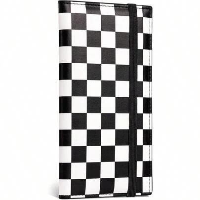Zreal Checkbook Cover For Women And Men Premium PU Leather RFID Blocking Check Book Cover For Duplicate Checks Black White Checkered