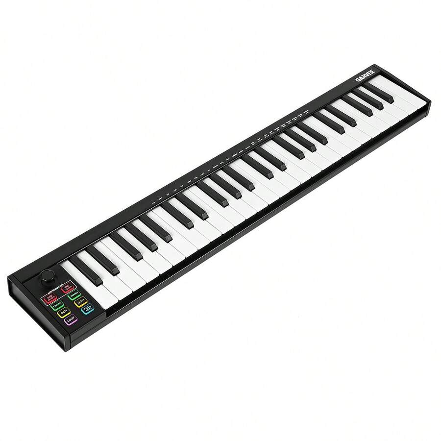 49 Key MIDI Keyboard Controller, USB MIDI Keyboard Controller With DAW Integration, 8 Drum Pads & OLED Display, Perfect For Music Production - Black - View 1
