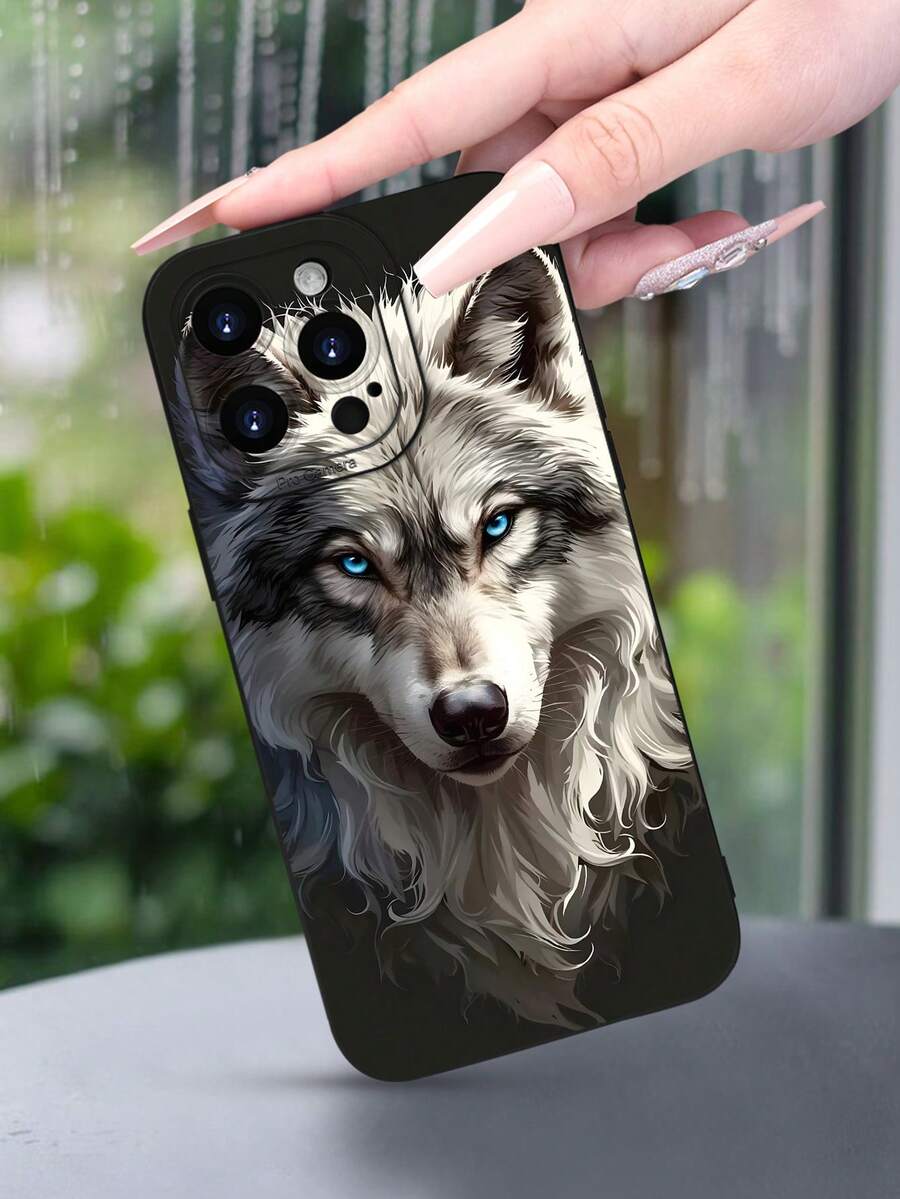 Lujo Ligero, Estilo y Belleza WolfFunda Lobo Funda de Teléfono de Textura Mate Negra, Compatible con 17PROMAX, 17PRO, 17Air, 17, 16PROMAX, 16PRO, 15PROMAX, 15PRO y Todos los Modelos, Impres - Negro - Ver 1