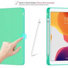 Case For IPad 9th Generation 2021/8th Gen 2020/7th Gen 2019 With Pencil Holder - Premium Shockproof Case With Soft TPU Back Cover & Auto Sleep/Wake For IPad 10.2 Inch, Mint Green,Z-MintGreen - Z-mintGreen - View 5