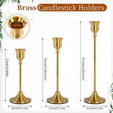 30/9/3pcs Brass Gold/Black Metal Tapered Candle Holders, Vintage Modern Decorative Centerpiece Candlestick For Fireplace, Wedding, Party, Housewarming Gift Gifts Birthday Graduation - 金色 - 查看 4