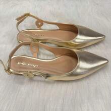 Women's Comfortable Slingback Sandal With Buckle And Side Detail, Classic Style, Black, Caramel, Almond - 金子 - 查看 1