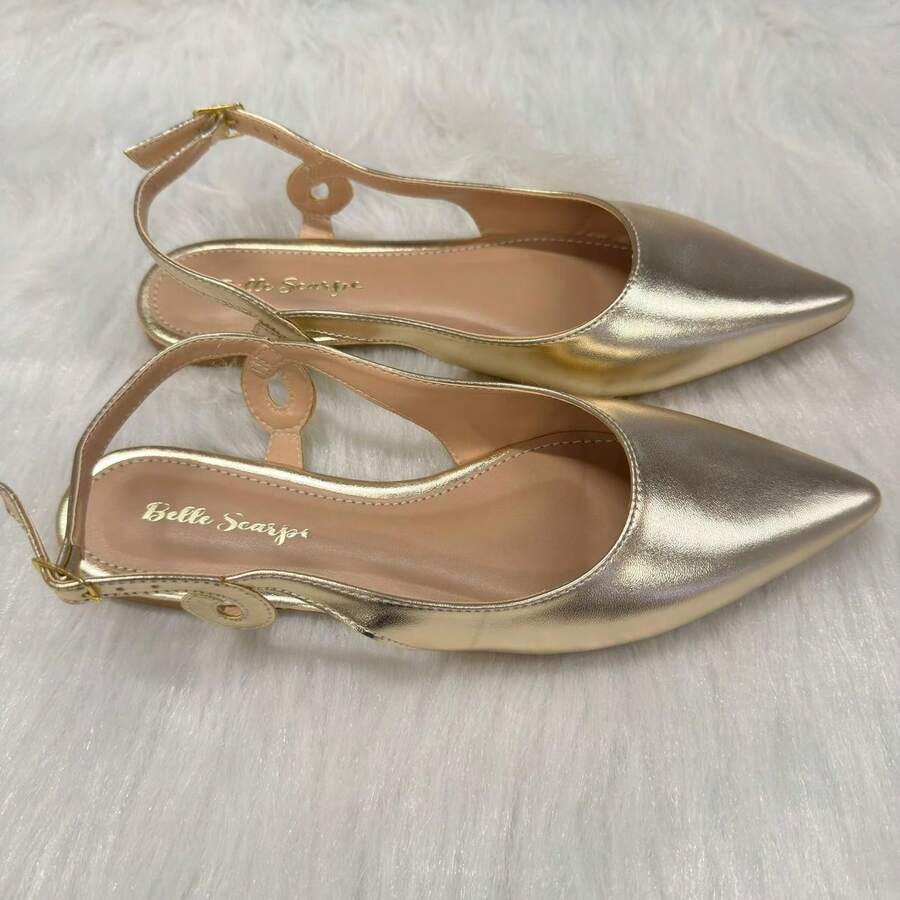 Women's Comfortable Slingback Sandal With Buckle And Side Detail, Classic Style, Black, Caramel, Almond - 金子 - 查看 1
