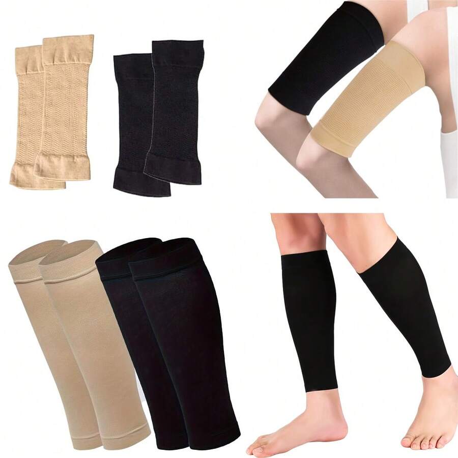 2 Pairs/Set Arm Compression Sleeves & Thigh/Calf Compression Sleeves Soccer Suit, Muscle Support, Breathable Tight Footless Calf Socks, Unisex Multi-Size High-Performance Sports Set, Ideal Gear For Fitness Enthusiasts To Enhance Football, Basketball, Hiking, Cycling, Running, Outdoor Sports - Multicolor - View 1