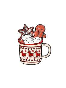 1pc Christmas Cute Snowman & Gingerbread Man Element Badge Brooch Decoration - Multicolor - View 7