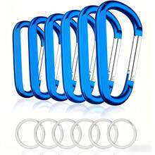 12-Pack Colored D-Rings Set: 6PCS 3-Inch Large Aluminum D-Shaped Carabiners & 6PCS Key Rings With Secure Open/Close Clasps. Ideal For Indoor/Outdoor Use, Chandeliers, Camping Tent Gear, Backpack Connectors, And Keychain Clips.Camping Essentials - Multicolor - View 9