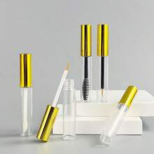 1/5个金色镜面盖透明瓶，5毫升空瓶，适用于眼线笔、唇彩、睫毛膏、睫毛精华、睫毛胶、遮瑕膏、DIY系列，附赠小漏斗 - 金色 - 查看 1