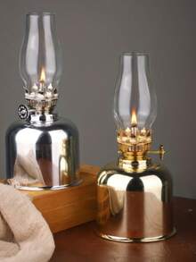 Glas-Öllampe mit original Glaskugel & Reflektor - Vintage Kohle/Öl Brennstoff für Notfälle, Camping oder Stromausfälle - nostalgische historische Leuchte - Verschiedenfarbig - Übersicht 8