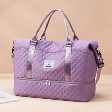 Violet Expanded Luggage Storage Bag, Lightweight Foldable, Expanded, Carry On Travel Weekender & Overnight Bag, Weekend Bag Hospital Bag Travel Bag Carry On Bag Luggage Bag Quilted Bag Quilt Bag Puffer Bag Quilted Shoulder Bag Hand Bag Crossbody Bag Traveling Bag Back To School School Bag Travel Essentials Travel Organizer For Beach Summer Vacation For Suitcase Gym Bag Duffle Bag Duffel Bag For Luggage College Bag Luggage Bags Weekender Bag Winter - 紫羅蘭色 - 查看 2