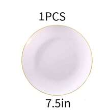 30/5pcs White With Gold Rim Dinnerware Set, Round Minimalist Elegant Design, Gold Cutlery, White And Gold Tableware, 7.5pcs/10.25inch Dinner/Dessert Plates, Suitable For Wedding Party, Party Supplies, Wedding Dinnerware, Fashionable Tableware, Decorative Plates, Premium Dinnerware, Dinnerware Set For Event Organizers, Catering - White - View 12