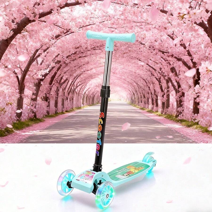 Patineta plegable y rueda LED - patineta plegable de 3 ruedas con Luz LED | patineta plegable de 3 ruedas con Luz LED para principiantes - adecuada para viajes, juegos al aire libre, viajes, camping