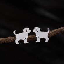 1 paire de boucles d'oreilles à la mode et mignonnes, boucles d'oreilles mignons de chien en acier inoxydable de la série animal de compagnie, bijoux pour femmes, cadeaux de festival - GED786 - Voir 8