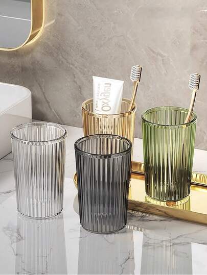 1/4pcs Household Toothbrush Holder, Rinse Cup, Gargle Cup, Travel Gargle Cup Couple Set, Wash Cup, Japanese Design, Brush Cup, Bathroom Accessories, Home Essentials