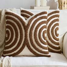 1pc/2pcs Beige Boho Throw Pillow Covers 45X45cm, Woven Tufted Decorative Pillowcases With Tassels Bohemian Cushion Covers For Couch Sofa Car Bedroom Living Room - White - View 8