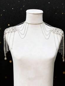 Cuier 1 chiếc dây đeo vai đính đá lấp lánh tuyệt đẹp có tua rua dành cho váy cưới, váy cô dâu trễ vai. Phụ kiện pha lê. - Kiểu C Chuỗi vai tua rua - Xem 5