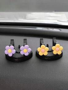 1pc Black/Gold/Silver/Rose Gold Multifunctional Rotatable Car Dashboard Phone Holder, 360° Rotating Car Phone Clip Mount, Adhesive Navigation Bracket - Black - View 2