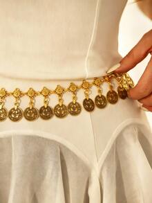 1件时尚百搭高端波西米亚复古精致硬币腰链，可搭配连衣裙、外套，适合日常通勤、海滩度假、派对、节日礼物