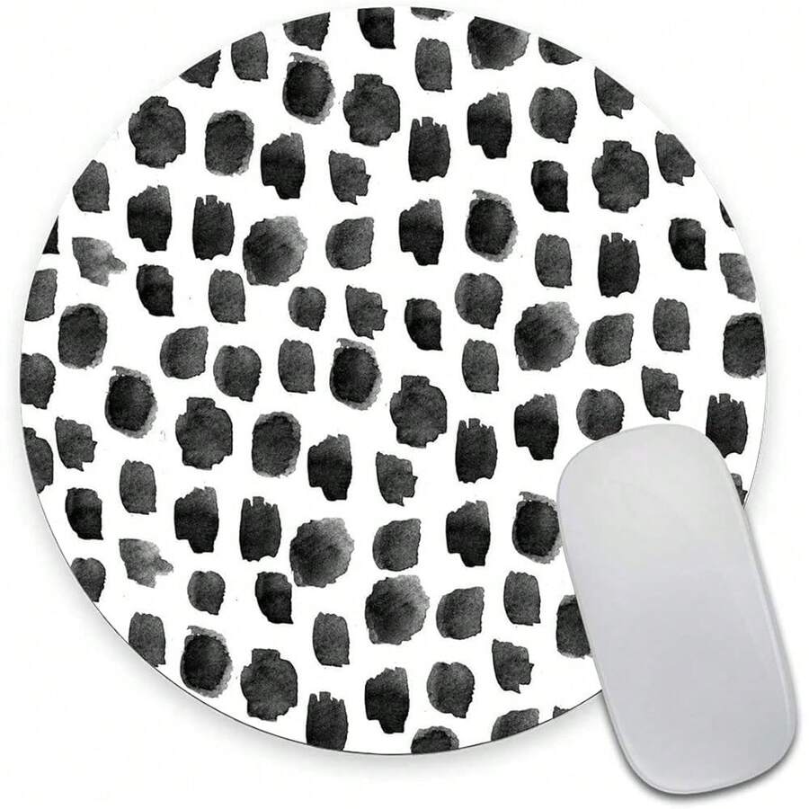 Round Pad, Polka Dot Print Premium-Textured Mat, Small Non-Slip Rubber Base Round Pad With Designs For WorFKing And Gaming,16PolkaDot - 16PolkaDot - View 1