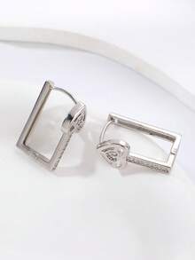 1对时尚可爱甜美心形水滴耳环，铜质立方氧化锆，适合日常佩戴和约会 - 彩色 - 查看 5