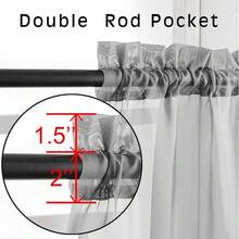 Grey Sheer Kitchen Valance For Windows Set Of 2, Small Modern Rod Pocket Voile Valance Curtain Window Treatment Decor For Living Room Bathroom Cafe Laundry Basement, 42inch W X 14inch L,42inchWx14inchL(Packof2),Grey - 灰色 - 查看 2
