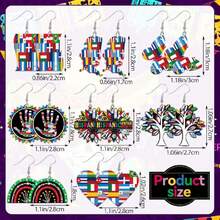 8 Pairs Hispanic Heritage Month Earrings, Hispanic Culture Style For Women Spanish Speaking Countries Flags Acrylic Double Side Design Earrings Holiday Jewelry Gifts,30924011 - 亮橙色 - 查看 2
