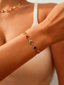 色彩缤纷的心形串珠手链,精致优雅的复古风格串珠首饰,采用多种幸运色,适合日常佩戴、派对和节日礼物,季节百搭,可作为圣诞节、新年礼物和派对小礼品。 - 彩色 - 查看 6