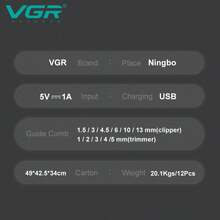 VGR Hair Trimmer Adjustable Hair Trimmer Digital Display Cordless Trimmer Portable Charging Base Trimmer Professional Trimmer For Men V-694 - Multicolor - View 6