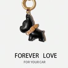 1pc French Bulldog Car Keychain Pendant, Cute Puppy Couple Bag Charm Ring - 白小狗[槍圈] - 查看 7
