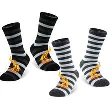 Calcetines Térmicos Cálidos KitNSox para Hombres y Mujeres, Calcetines de Invierno Gruesos y Aislados para Botas en Climas Fríos - 2 pares de rayas gris oscuro y rayas gris claro - Ver 2