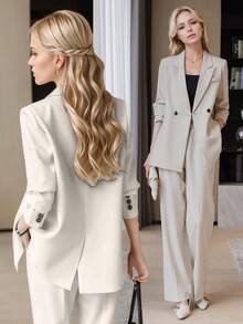 Women's Professional Elegant Goddess Style High-End Suit Set, 2025 New Fashion Spring/Autumn - Beige - View 1