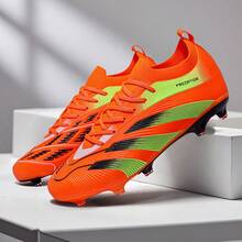 新款青少年足球鞋推荐，适合学校、学生、比赛、训练 - 低帮、长钉、耐磨、防滑、抓地力强，男女通用成人款 - 橘色 - 查看 2