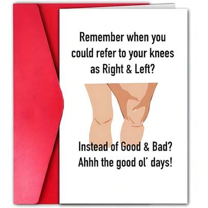 1张幽默生日贺卡，带有膝盖笑话，采用优质纸张，适合所有人——送给朋友、家人、邻居和特殊场合的完美礼物