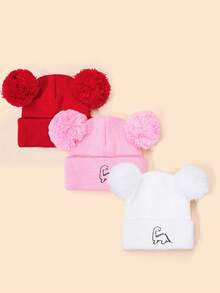 3 Stück/1 Stück Plüsch Dinosaurier bestickte Strickbeanie, Ski warme Baby Jungen Mädchen Unisex Mützen, Y2K Stil Outdoor kältebeständige Strickmütze, vielseitige lässige Winter Warme Beanies, geeignet für den täglichen Gebrauch und als Kostüm - Strickmütze - Übersicht 7