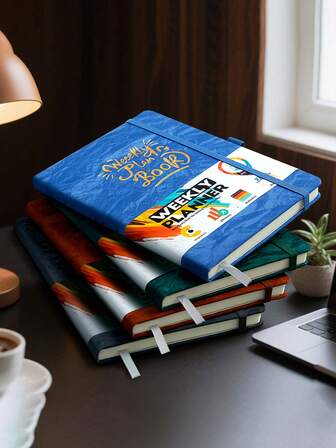 Brave Elk A5 周计划本 – 200 页厚纸，附赠周计划贴纸、效率整理器、目标设定和习惯追踪器 – 适用于学生、专业人士和企业家的优质计划笔记本 – 优雅的蓝色封面设计、商务日志、耐用笔记本。