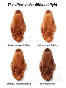 26 Inch Red Brown Copper Ginger Long Curly Wigs For Women, Gorgeous Fluffy Wigs Hair With Bangs Synthetic Wigs For Party Daily Use - Rỉ Nâu - Xem 7