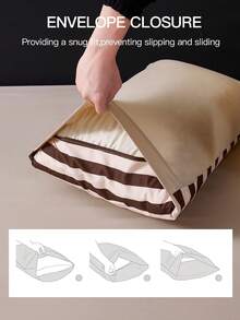 2/3件套条纹印花床笠套装（1个床笠 + 1/2个无芯枕套），床垫保护套，床垫罩，适用于9英寸至12英寸厚的床垫，柔软透气，适用于各种尺寸的床——单人床、双人床、特大号床、大号床，可机洗，通过Oeko-Tex认证 - 彩色 - 查看 6