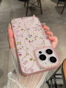 Pink Floral Print Floral Elements Fashion Phone Cases Soft Matte Transparent Comfortable Phone Case Compatible With IPhone 11/12/13/14/15 Pro Max/16/16 Plus/16 Pro/16 Pro Max Spring Gift Birthday Anniversary - Pink - View 7