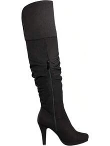 Women's Black Chunky Thigh High Over Knee High Heel Boots, Fashionable High - Plat Style - 薩拉希-布萊克 - 查看 3