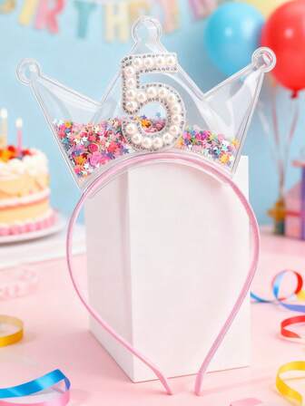 1 st. födelsedagskrona-pannband, lämpligt för flickor i åldrarna 1-9, 12, 13 och 16, färgglad hårring, moderiktig håraccessoar, födelsedagspresent till bästa vän