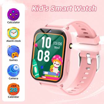 2025 Smart Kids Watch For Boys And Girls, Front Camera, Flashlight, Built-In Games, 300 MAh Battery Capacity, Calculator, Sports Mode, Colorful Straps,Calculator,Alarm Clock