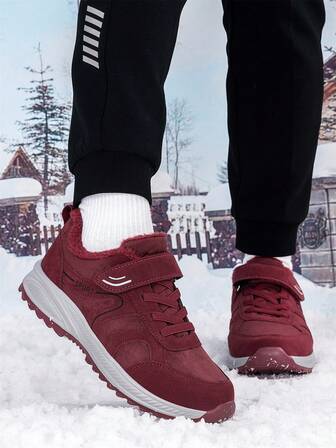 Plusstorlekar för kvinnor, varma, varma sportskor för höst/vinter, termiskt fodrade, bekväma, halkfria, lätta promenadskor med justerbar rem, lämpliga för medelålders och äldre mödrar