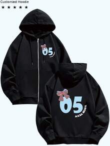 Áo Hoodie Mùa Đông Tùy Chỉnh, Unisex, Tùy Chỉnh Chữ Viết, Món Quà Tuyệt Vời Cho Bạn Bè, Đối Tác, Gia Đình, Đội Nhóm hoặc Logo Công Ty - màu đen - Xem 3
